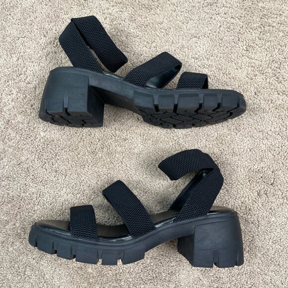 Madden Girl Chunky Platform Sandals Women Size 9 Black Lug Soles Strappy Y2K 90s - Picture 7 of 11
